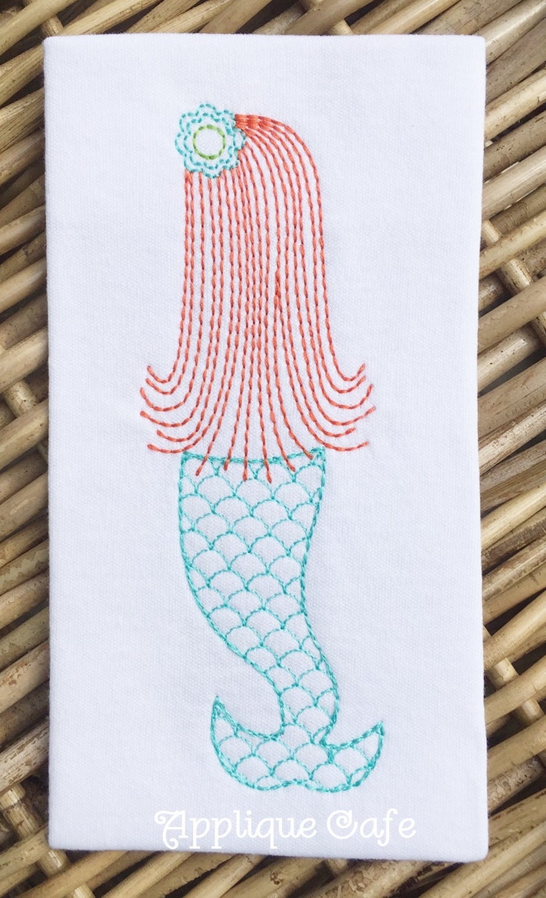 987 Vintage Mermaid Machine Embroidery Design image 1