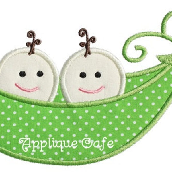 Two Peas in a Pod Embroidery Design Etsy
