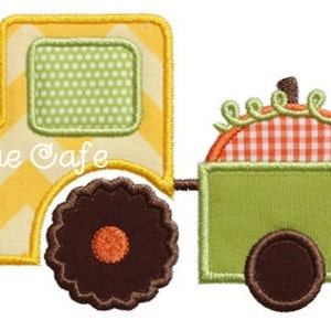 811 Pumpkin Tractor Machine Embroidery Applique Design