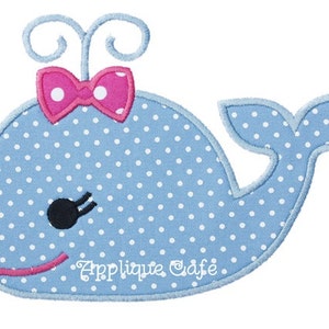 488 Girly Whale Machine Embroidery Applique Design