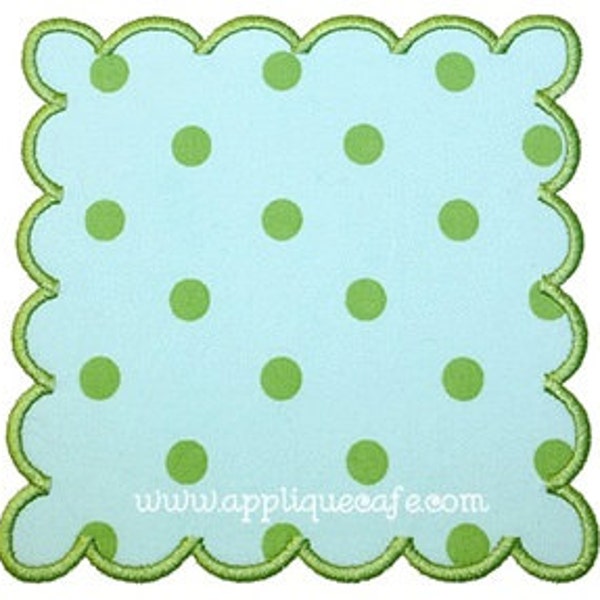 243 Square Scalloped Patch Machine Embroidery Applique Design