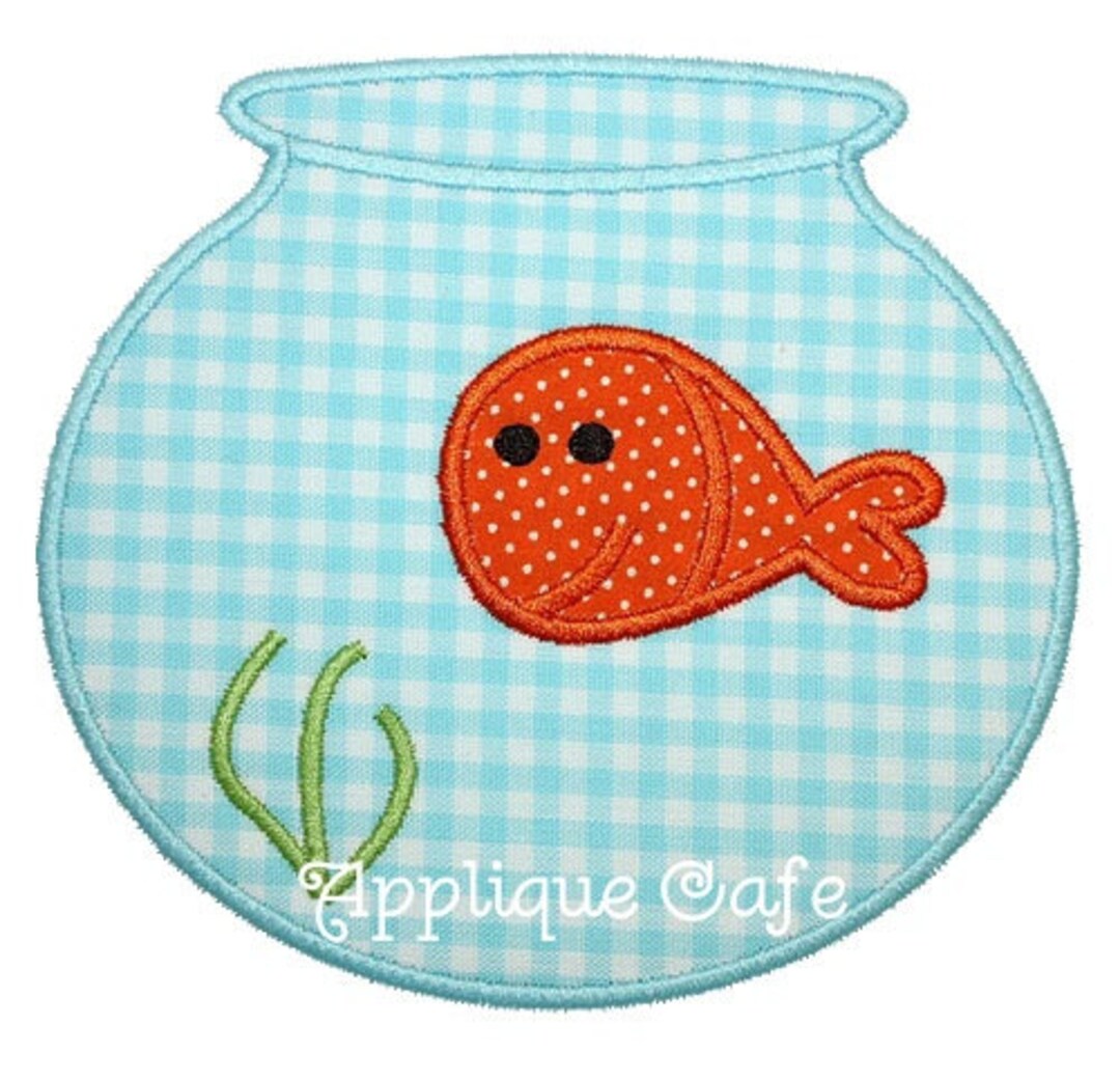 140 Fish Bowl Machine Embroidery Applique Design - Etsy
