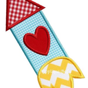 971 Valentine Rocket Machine Embroidery Applique Design