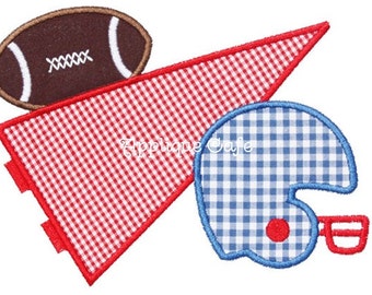 358 Football Pennant Machine Embroidery Applique Design