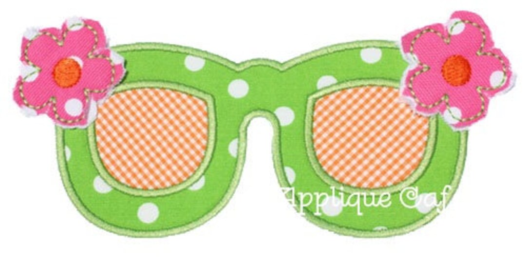 322 Flower Sunglasses Machine Embroidery Applique Design - Etsy
