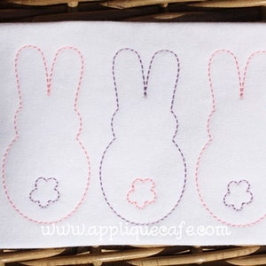 912 Vintage Bunny Trio Machine Embroidery Design