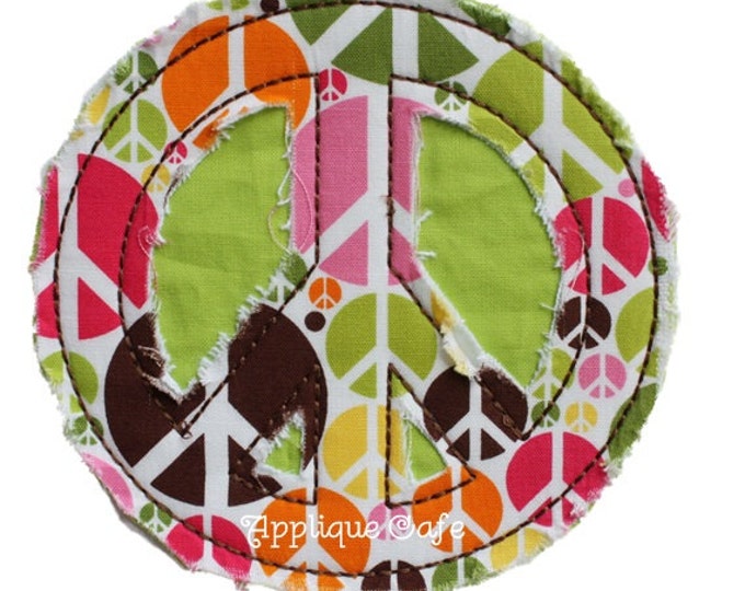 Peace Sign Applique Machine Embroidery Raggy Frayed Applique Design - Etsy