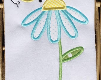 991 Flower Bee Machine Embroidery Applique Design