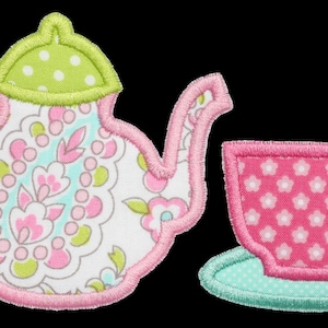 949 Teacup and Teapot Machine Embroidery Applique Design