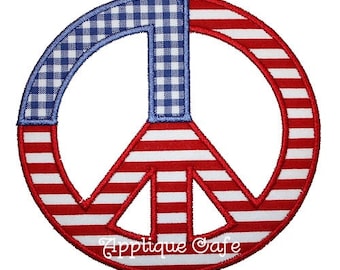 138 Patriotic Peace Sign Machine Embroidery Applique Design