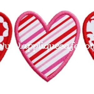 257 Heart Trio Machine Embroidery Applique Design