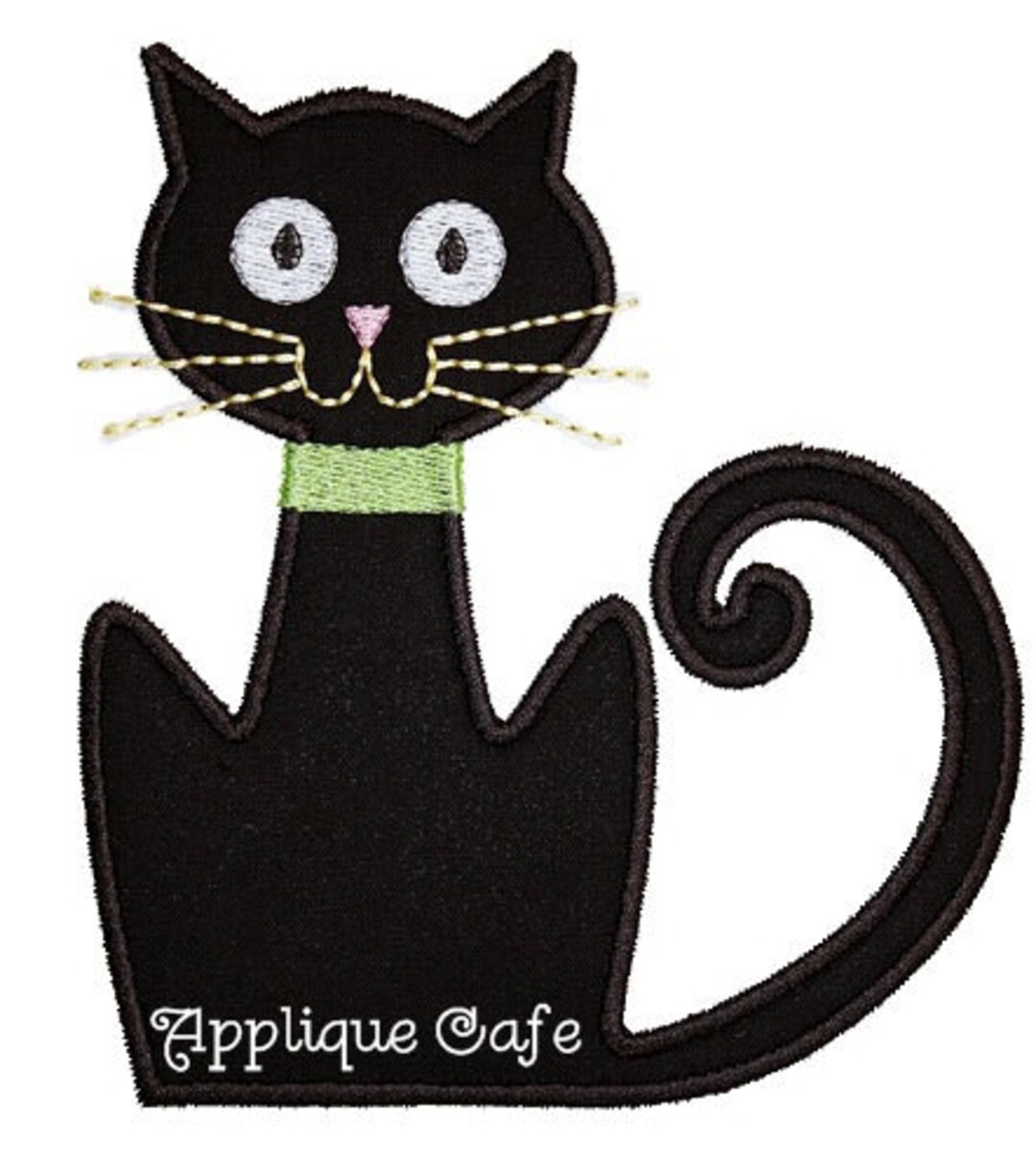163 Black Cat Machine Embroidery Applique Design - Etsy