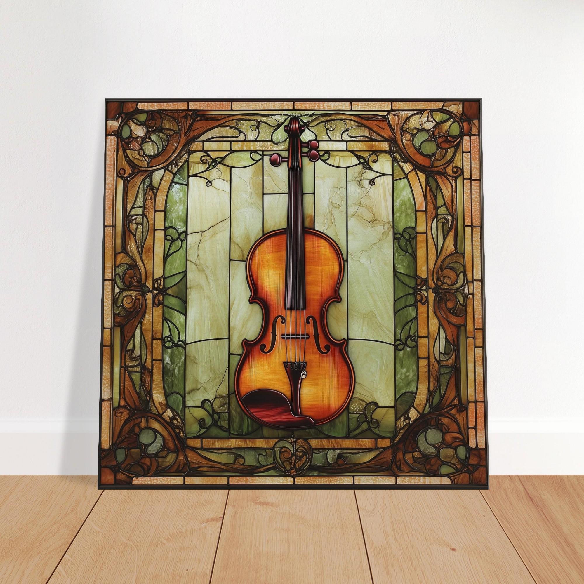 Classical Violin, Stained Glass Canvas Art of a Violin, Faux