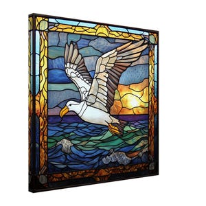 Graceful Albatross, Stained Glass Canvas Art of a Majestic Albatross, Faux Stained Glass Artwork