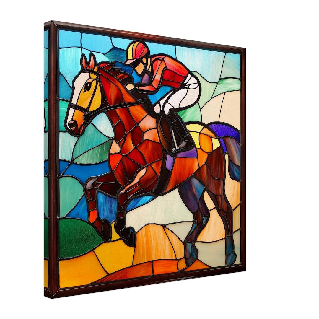 ジョー・ハウトマン ヴィンテージ ステンドグラス 野生の走る馬 絵画 美術館 ジョー・ハウトマン ヴィンテージ ステンドグラス 野生の走る馬 絵画