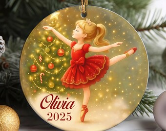 パーソナライズされたバレリーナバニークリスマスオーナメント：踊る