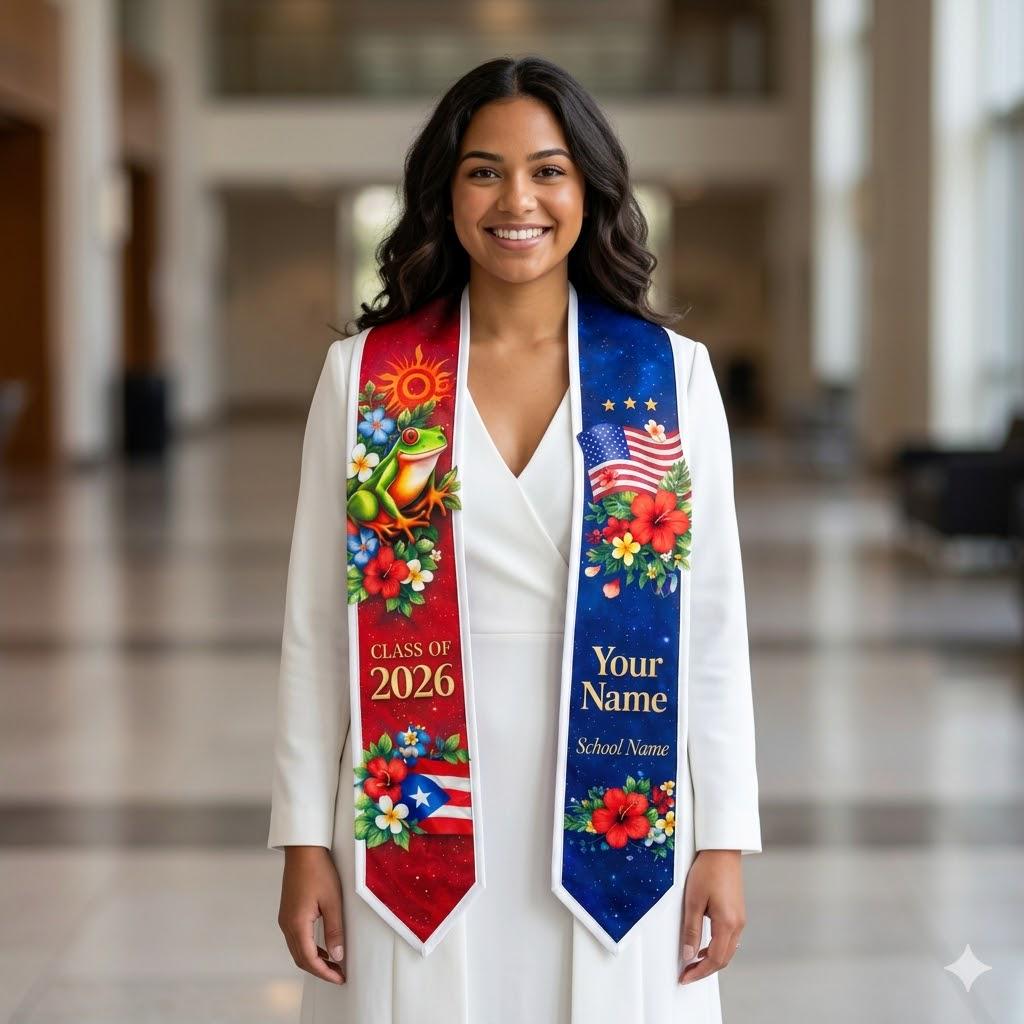 Puerto Rican Graduation Custom Puerto Ricans Flag Graduation Sash, Personalized Puerto Rico ...