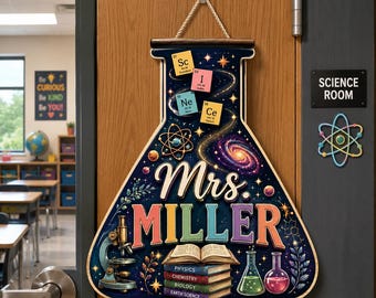 Custom 3D Science Teacher Name Sign, Science Classroom Decor, Custom Teacher Door Sign, Teacher Door Hanger, Back To School, Teacher Gift