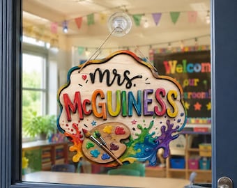 Personalized Art Teacher Signs, Art Class Door Sign, Teacher Door Sign, Back to School Gifts, Teacher Appreciation Gift, Teacher Name Sign