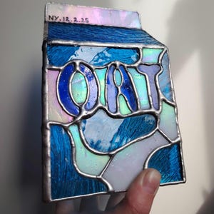 Stained glass night light - Oat milk carton