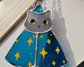 MADE TO ORDER: Mini cat wizards in stained glass - suncatcher