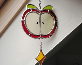 MADE TO ORDER: Stained glass apple suncatchers