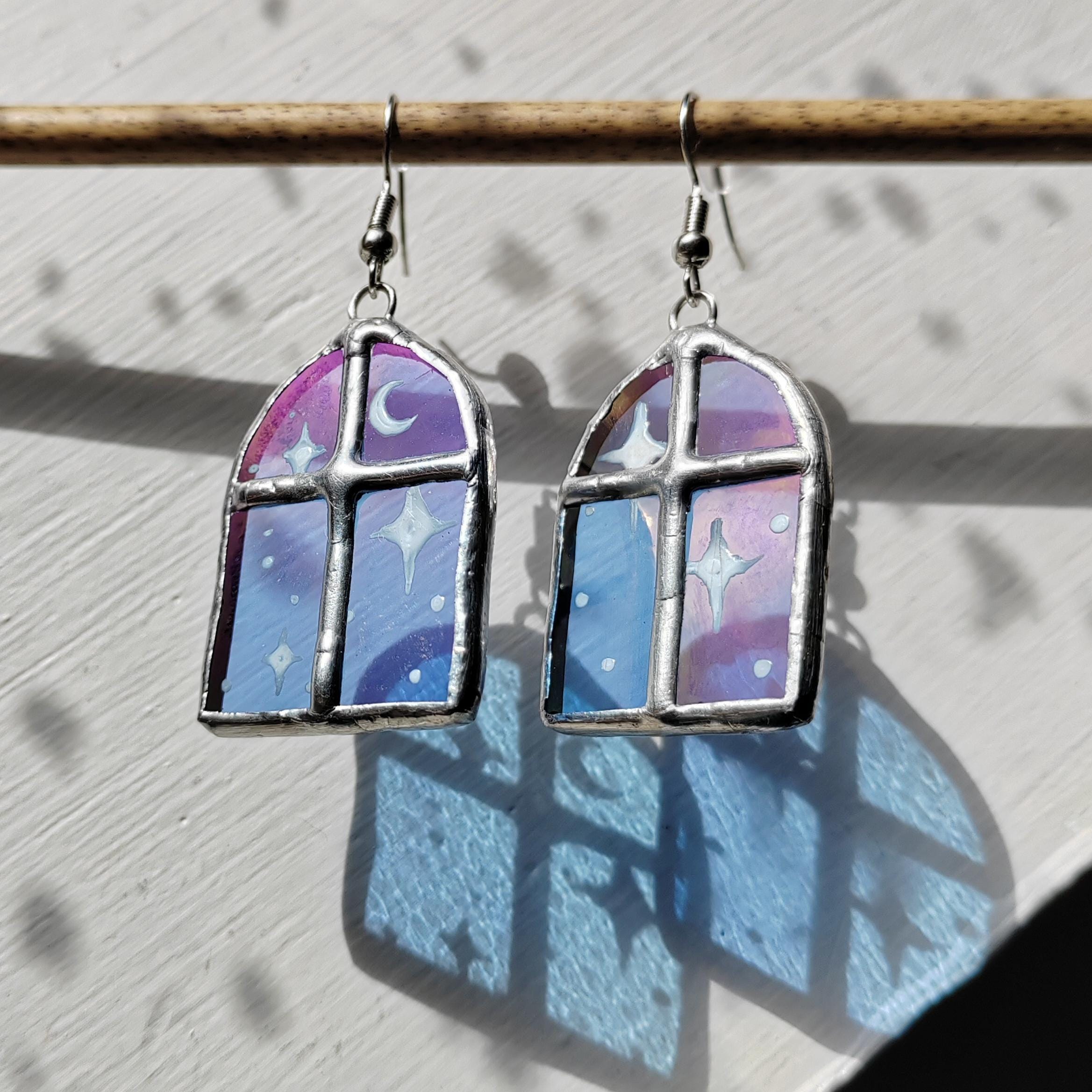 Upcycled Window Glass Earrings - Etsy