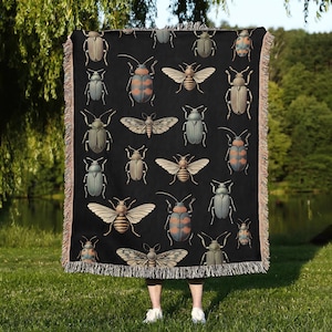 Beetle Woven Blanket: Insect Throw, Bug Wall Tapestry