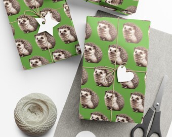 Cuddly Hedgehog - Gift Wrap Papers, Wrapping Paper Roll, Cute Hedgehog, Present Packaging Supplies, Birthday Gift Wrap, Holiday Gift Paper