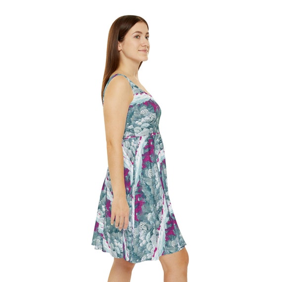 Pink Sea Turtle Women's Skater Dress - Tropical Beach Vacation Outfit, Cute Animal Print Apparel, Summer Party Attire, Ocean Lover Gift,