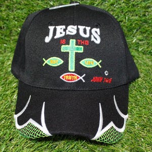 Jesus är vägen, sanningen och livet. Basebollkeps. Johannes 14:6-keps. Justerbar svart hatt. Jesus älskar dig-keps. Kristen hatt.