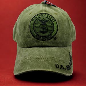 U.S. Air Force Hat. Officially Licensed U.S. Air Force Cap. Adjustable Green Hat. Washed Cap. Military Gift. USAF Hat. Veterans Day