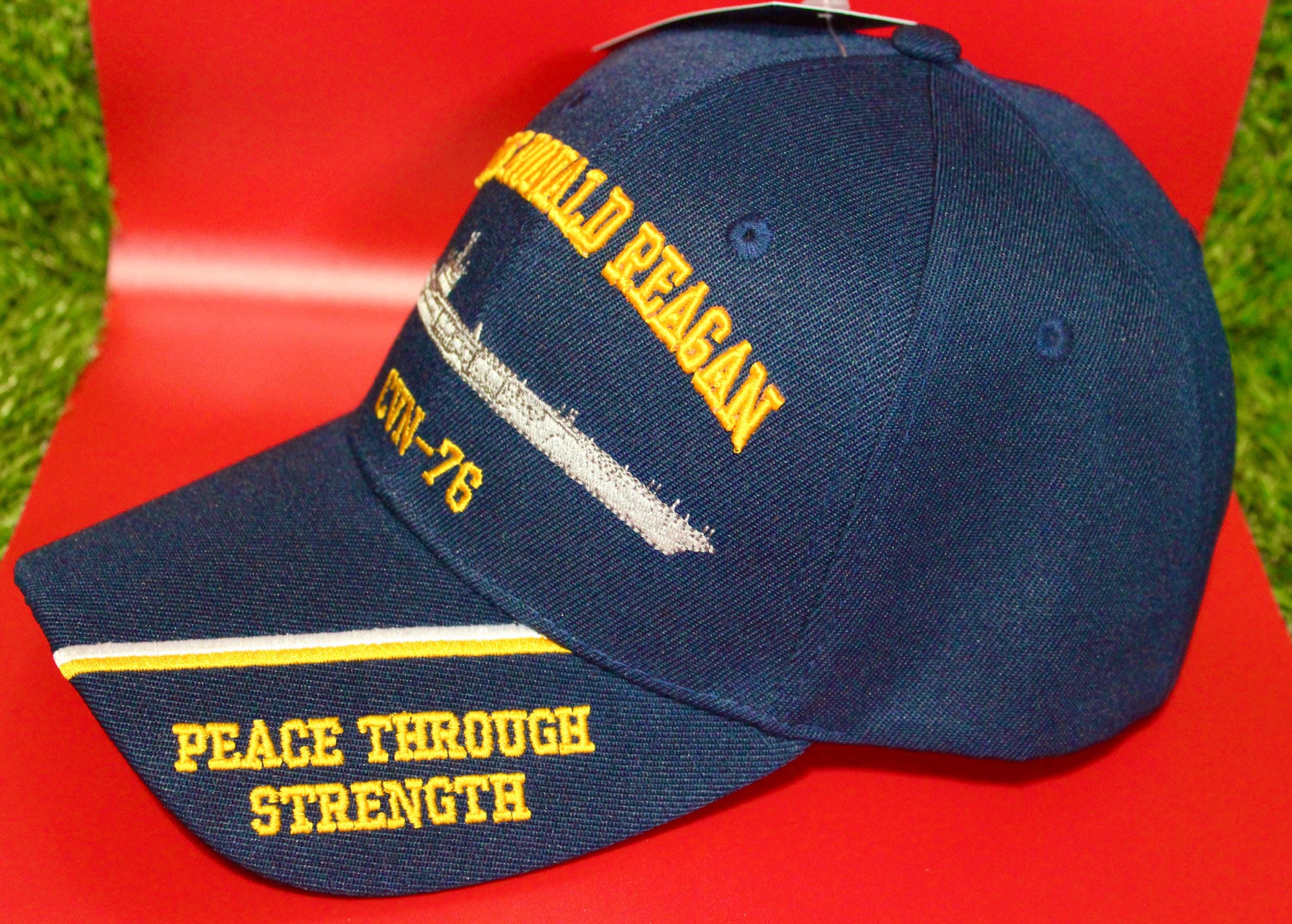 US Navy USS Ronald Reagan CVN-76 Mesh Snapback Cap Hat Navy Blue Veteran Pride USS Ronald Reagan CVN-76 U.S Navy Ship Boat Hat Cap Mesh  main image 2