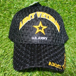 U.S. Army Veteran Hat. Officially Licensed U.S. Army veteran Cap. Adjustable Black Hat for Veterans, Soldiers, and Patriotic Supporters.Gift