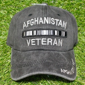 Afghanistan War Veteran Hat. Embroidered Afghanistan War Veteran Cap. Adjustable Black Hat. Washed Cap. Veterans Day. Military Gift.