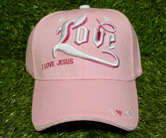 I Love Jesus Baseball Hat. I Love Jesus Cap. Adjustable Pink  display picture 1