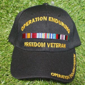 Operation Enduring Freedom Veteran Baseball Hat. Operation Enduring Freedom Veteran Hat. Adjustable Black Hat. Veterans Day. Military Gift