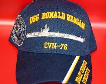 Baseballpet van de Amerikaanse marine. Officieel gelicentieerde USS Ronald Reagan CVN-76 pet. Verstelbare marineblauwe hoed. Veteranendag. Amerikaanse marinehoed. Cadeau