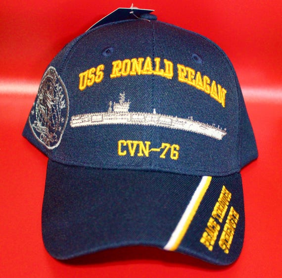 USS RONALD REAGAN CVN 76 キャップ Ronald Reagan USS CVN 76 Commissioning Baseball Cap with Gold Leaf