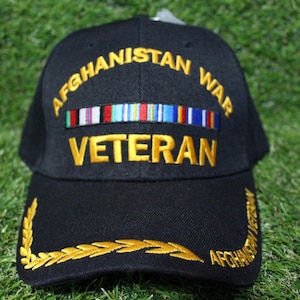 Afghanistan War Veteran Hat. Embroidered Afghanistan War Veteran Cap. Adjustable Black Cap for Veterans, Military Supporters, and Patriotic