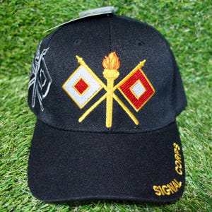 U.S. Army Signal Corps Baseball Hat. Officially Licensed U.S. Army Signal Corps Cap. Adjustable Black Hat. Signal Corps Hat. Army Hat