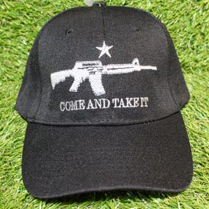 Gorra de béisbol "Come And Take It". Gorra bordada. Gorra patriótica de la Segunda Enmienda. Gorra negra ajustable. Día de los Veteranos. Segunda Enmienda.