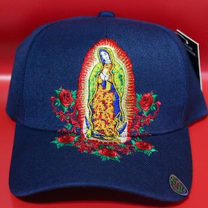 Our Lady of Guadalupe Baseball Hat. Embroidered Lady Guadalupe Hat. Virgen de Guadalupe Hat. Christian Gift. Navy Blue Hat. Jesus