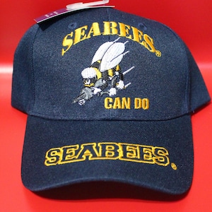 U.S. Navy Blue Hat. Officially Licensed Seabees U.S. Navy Cap - Adjustable Baseball Hat for Navy Members and Veterans. Military Gift