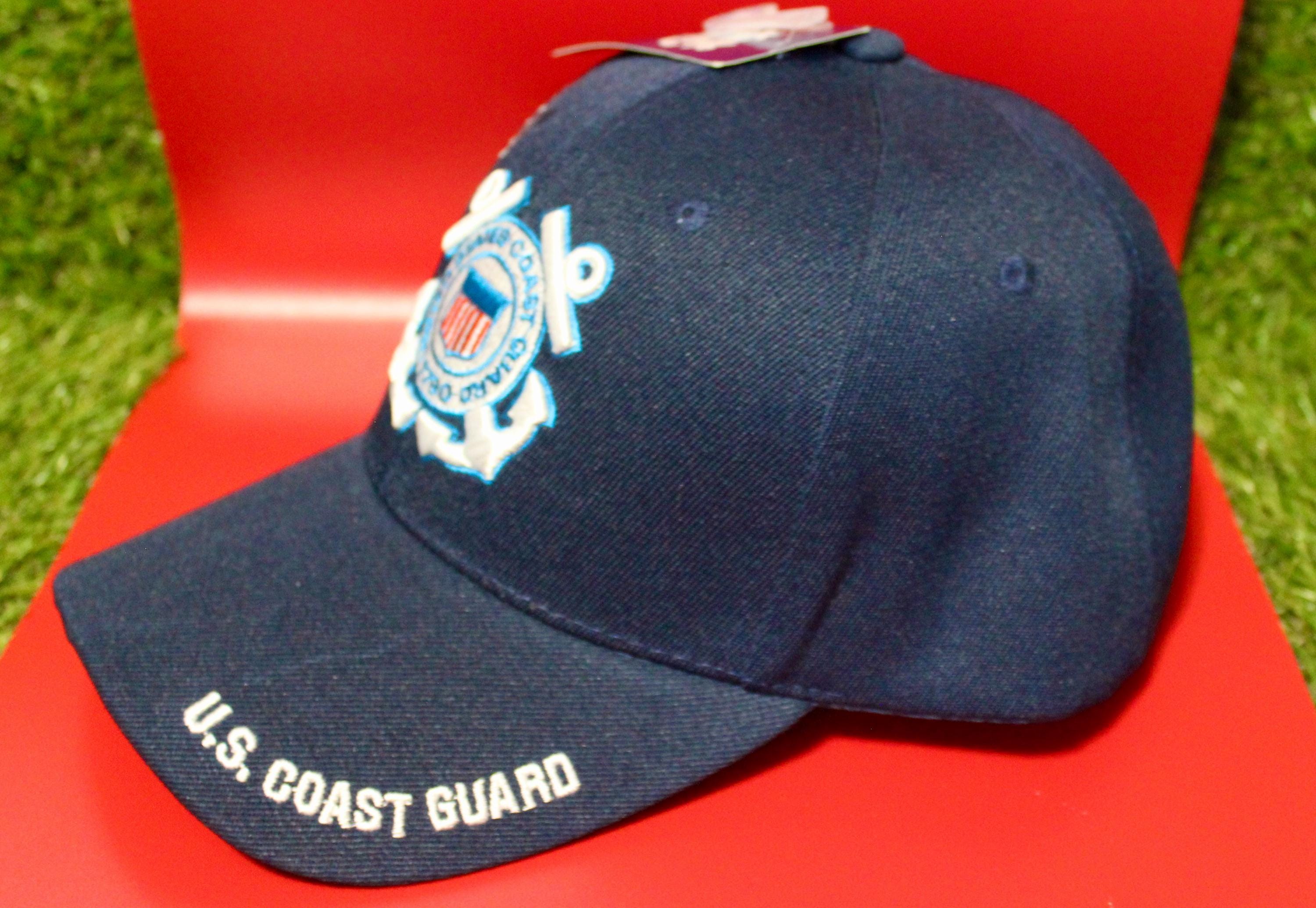 Coast Guard Veteran Baseball Cap - Blue Military Hat With Eagle & American Flag Design