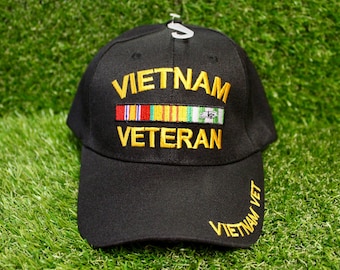 Vietnam War Veteran Hat. Embroidered Military Cap. Adjustable Baseball Cap for Veterans, Military Supporters, and Patriotic. Veterans Day