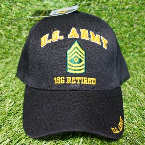 U.S. Army 1SG Retired Hat. Officially Licensed U.S. Army 1SG Retired Cap. Adjustable Black Hat. Gift for Dad. 1SG Retired