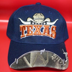 Texas Baseball Hat. Embroidered Texas Longhorn Cap. Navy Blue Cap. Don&#39;t Mess With Texas Hat. Perfect and trendy Gift. Texas Pride. Gift