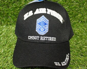 U.S. Air Force CMSGT Retired Hat. Licensed Air Force Cap - Adjustable Hat for Air Force Members and Veterans. Military Hat. Military Gift