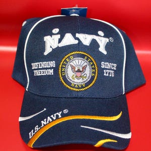 U.S. Navy Hat. Officially Licensed U.S. Navy Cap. Adjustable Baseball Hat for Navy Members and Veterans. Navy Blue Hat. Military Gift